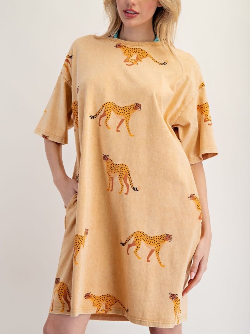 “The Liv” Cheetah Print Short Sleeve Tee Dress
